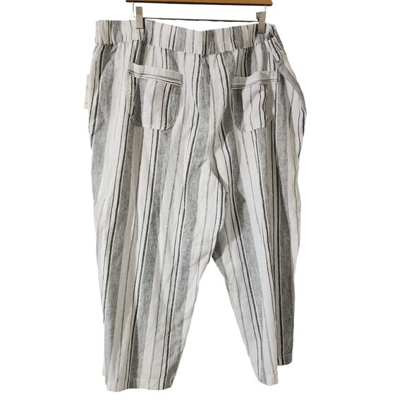 Per Se Womens Striped Linen-Blend Pants Size 2X With Drawstring Waist & Pockets - Picture 2 of 6